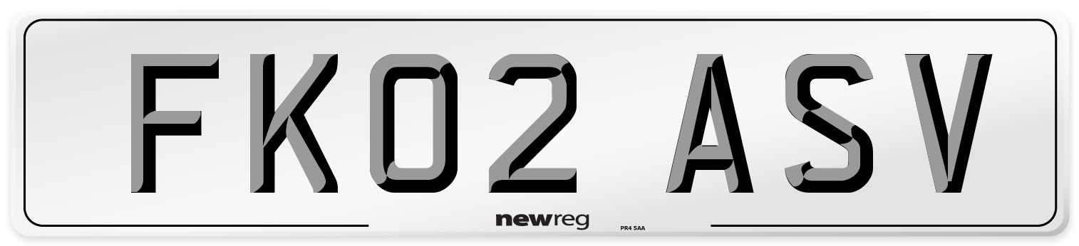 FK02 ASV Number Plate from New Reg